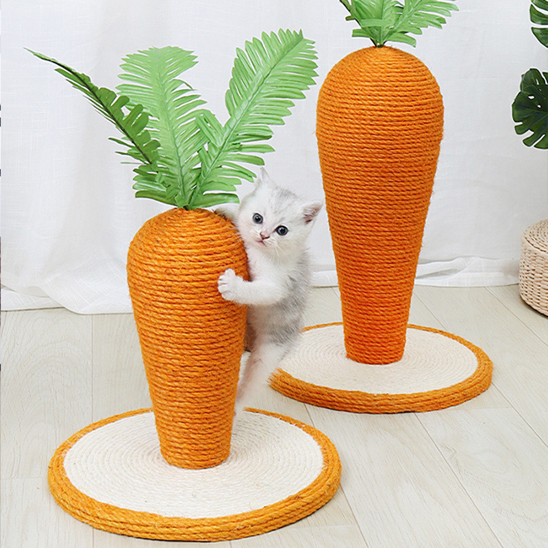 Poste rascador para gatitos con árbol para gatos de sisal y zanahoria (4)